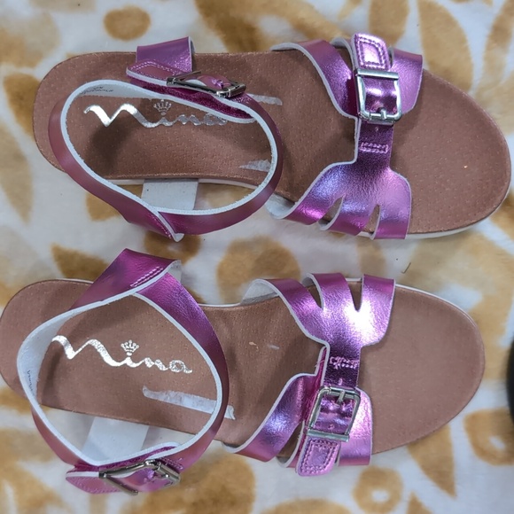 Nina Other - NINA Kids Metallic Purple Open Toe Sandals with Ankle Straps
